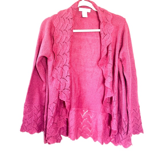 Modern Soul Sweaters - Modern Soul Rose Pink Mohair Blend Cardigan Sweater Open Front Oversized XS